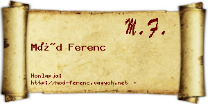 Mód Ferenc névjegykártya